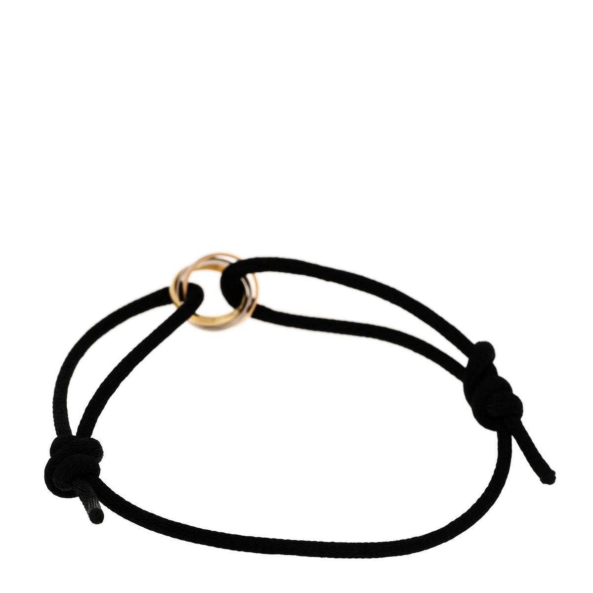 Cartier 18k Pink Yellow White Gold Trinity Adjustable Cord Bracelet Black 2 of 3
