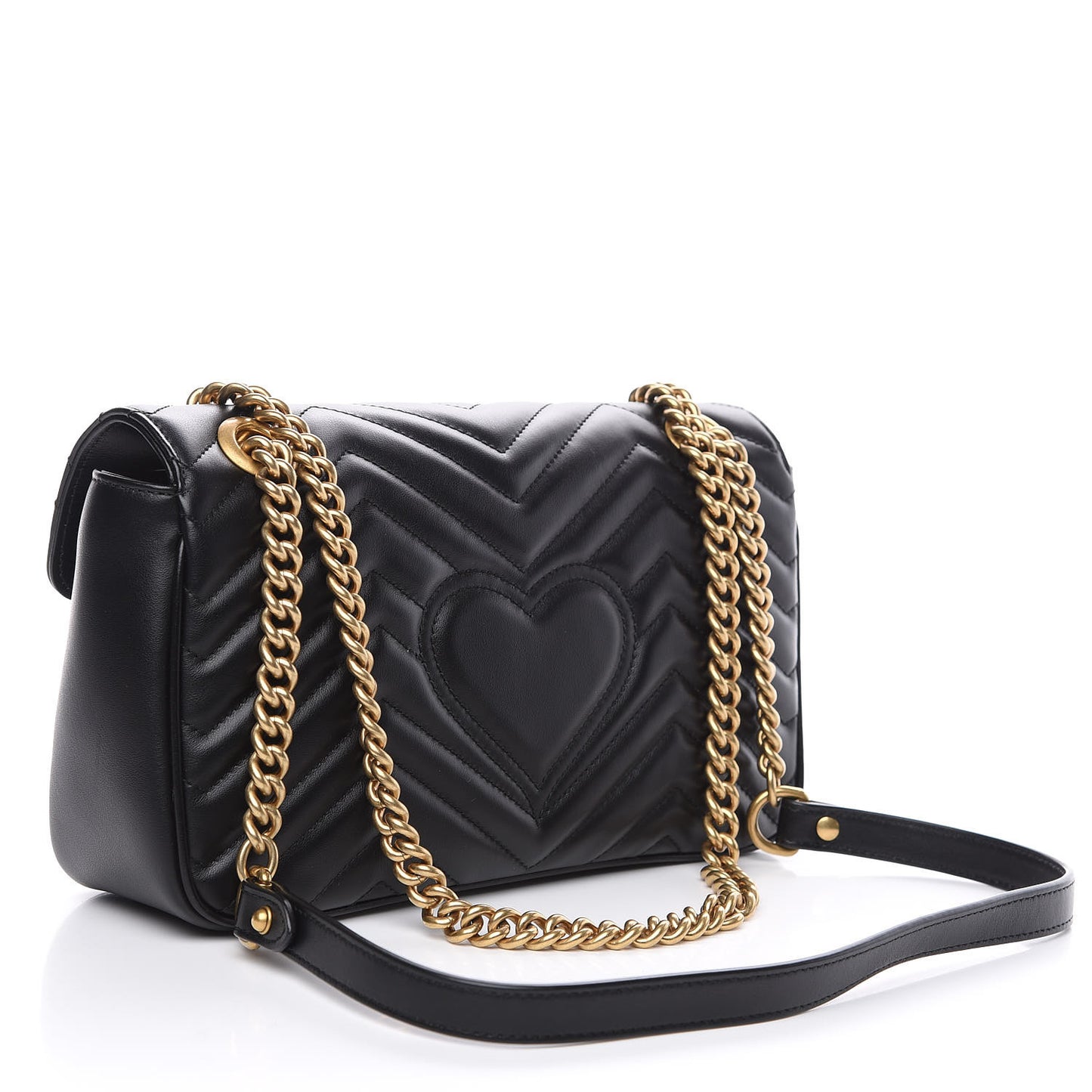 Calfskin Matelasse Small GG Marmont Shoulder Bag Black