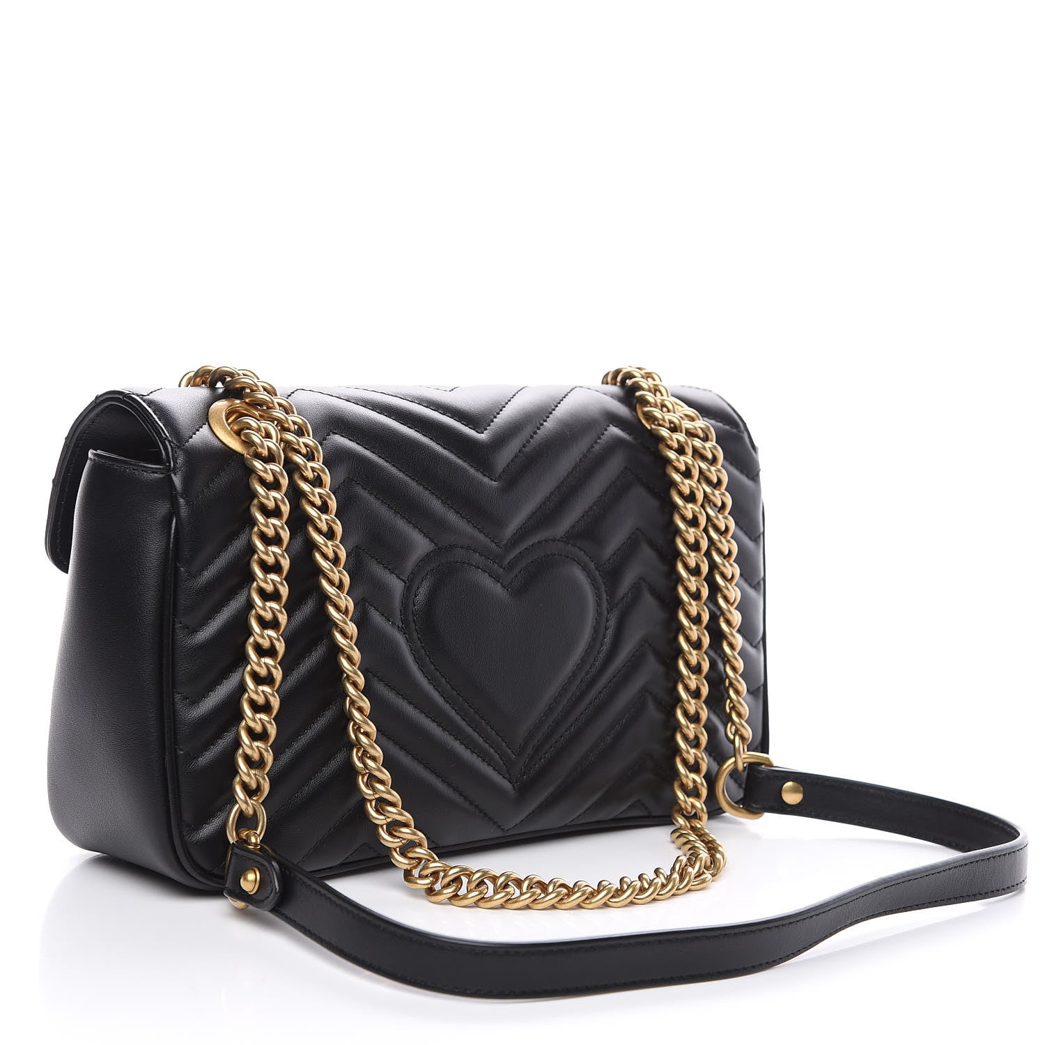 Gucci Calfskin Matelasse Small GG Marmont Shoulder Bag Black 2 of 10