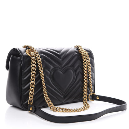Gucci Calfskin Matelasse Small GG Marmont Shoulder Bag Black 2 of 10
