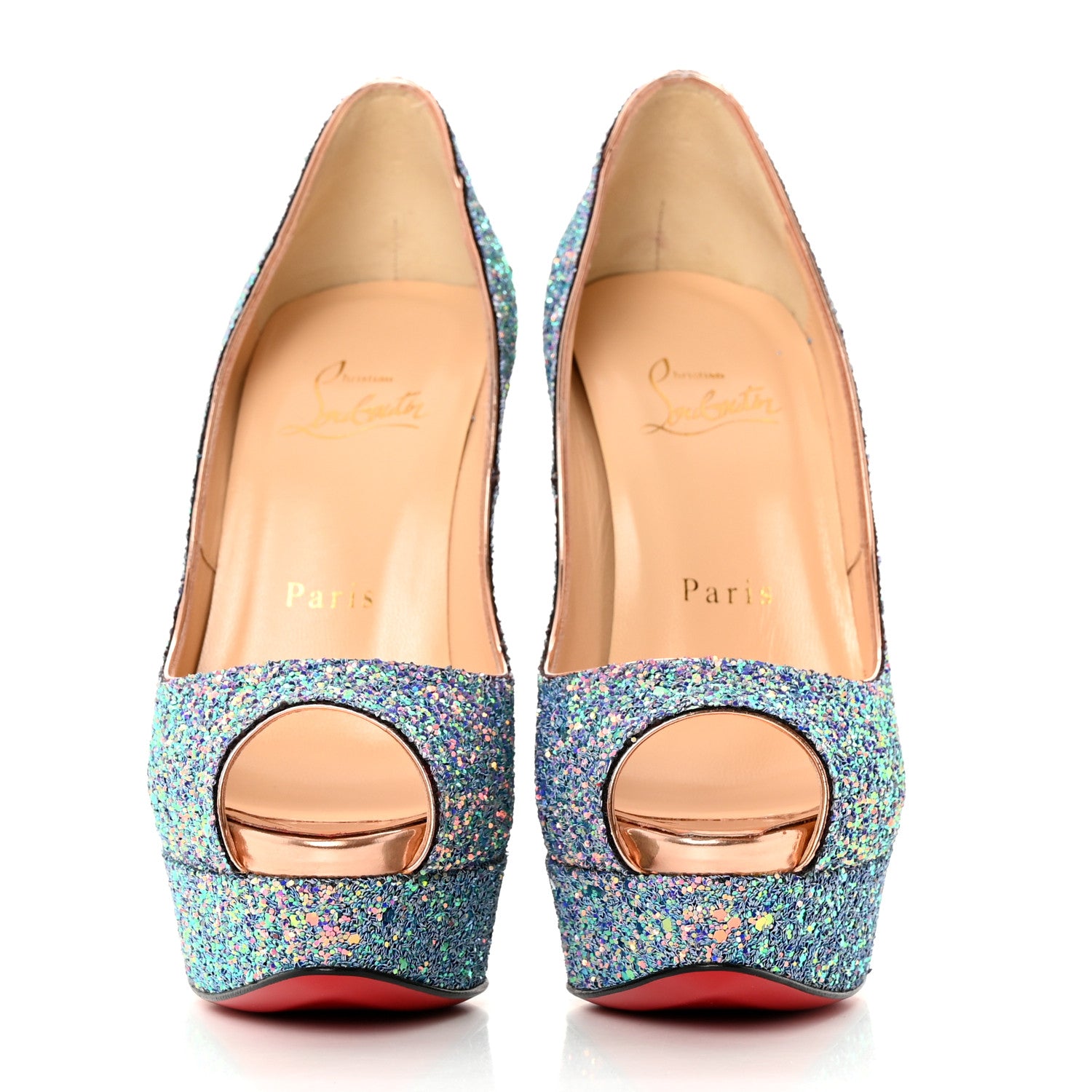 Christian Louboutin Glitter Dragonfly Lady Peep 150 Pumps 36.5 Etincelle Copper 2 of 17