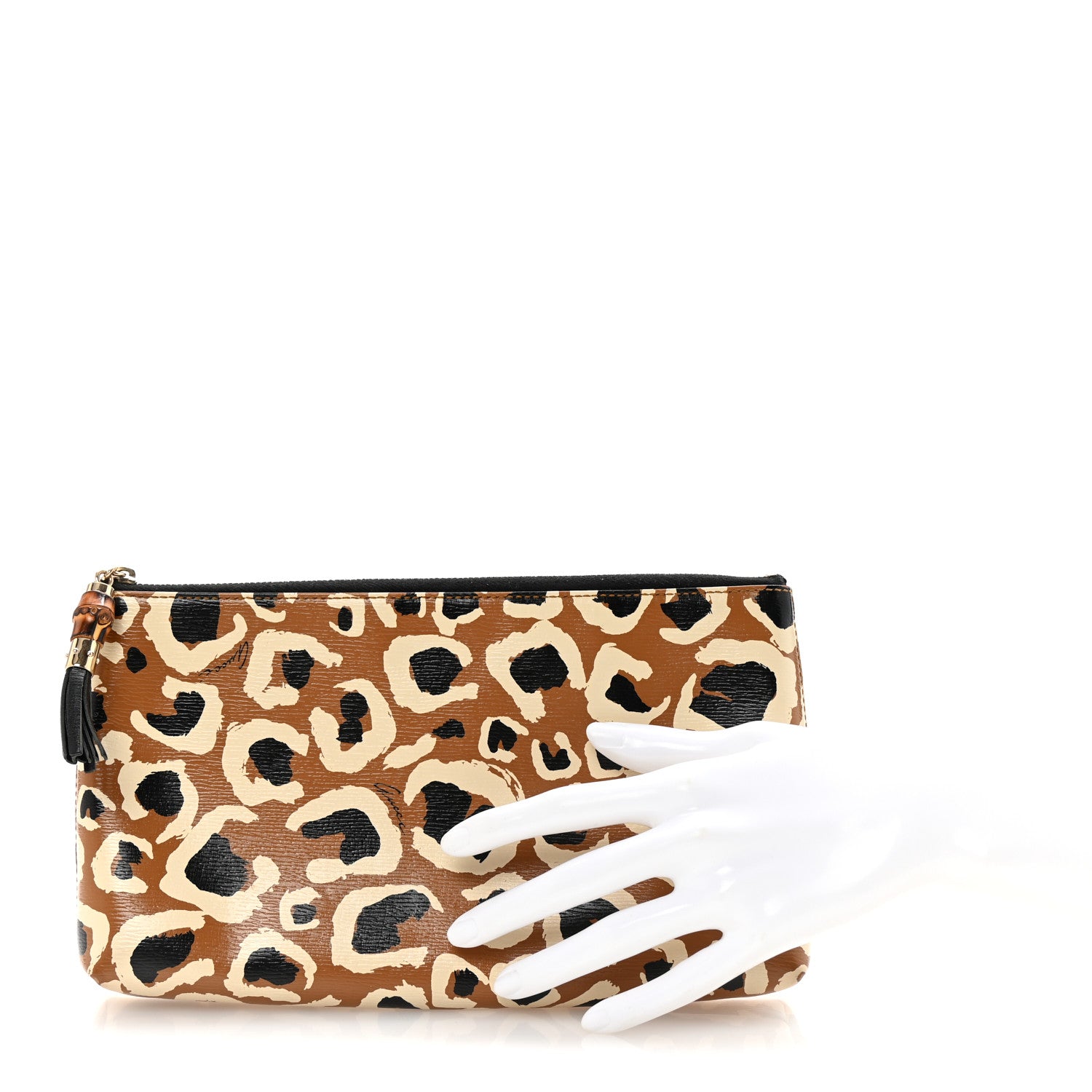 Gucci Calfskin Leopard Printed Large Pouch Tobacco 2 of 7