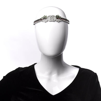 Gucci Crystal Embellished Interlocking GG Headband Green Red 2 of 9