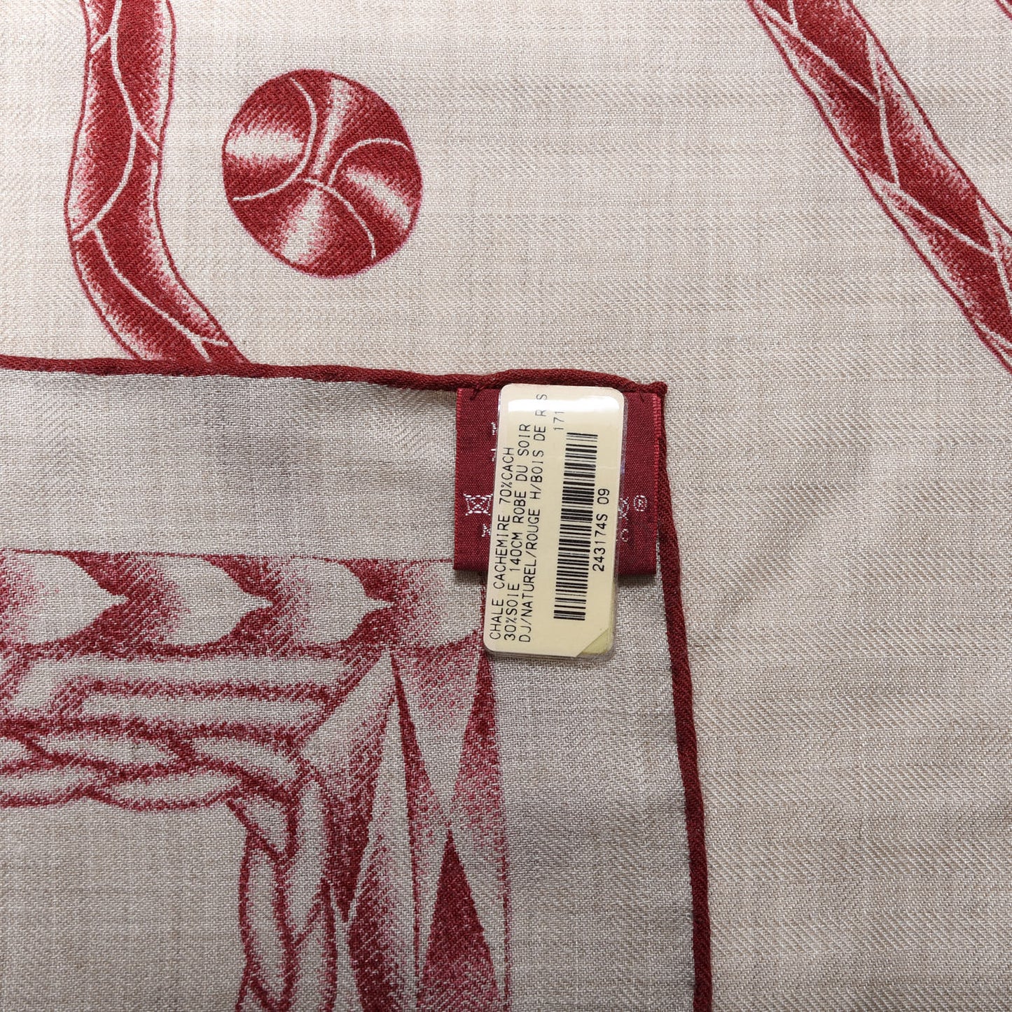 Cashmere Silk Robe Du Soir Shawl 140 Naturel Rouge H Bois de Rose