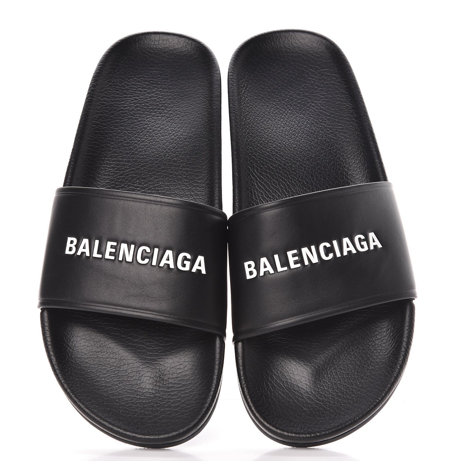 Balenciaga Nappa Logo Pool Slide Sandals 41 Black White 5 of 10