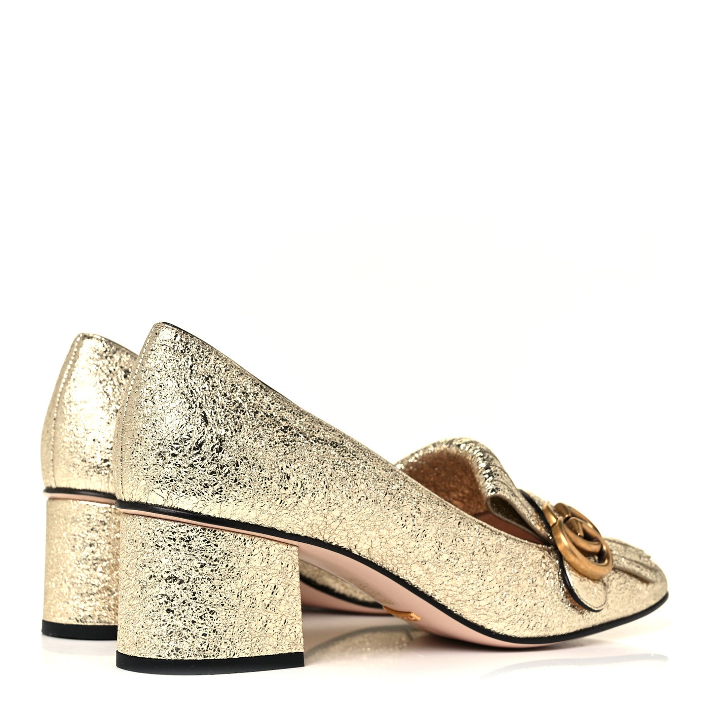 Galassia GG Marmont Fringe 50mm Loafer Pumps 41 Platino