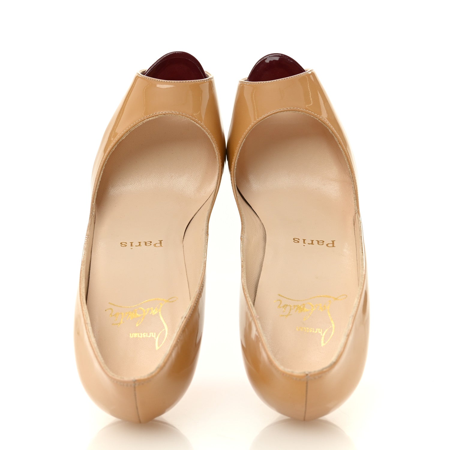 Christian Louboutin Patent Peep Toe 100 Pumps 35.5 Nude 5 of 9