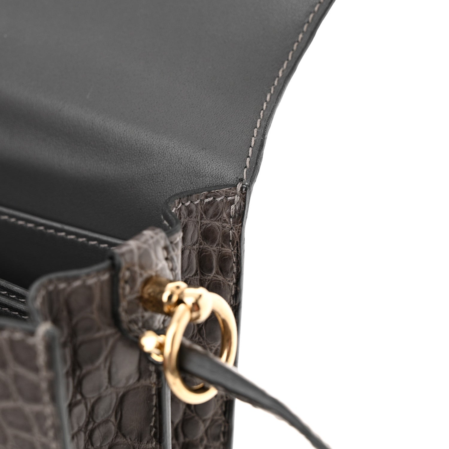 Hermes Matte Alligator Mini Sac Roulis Graphite 10 of 15