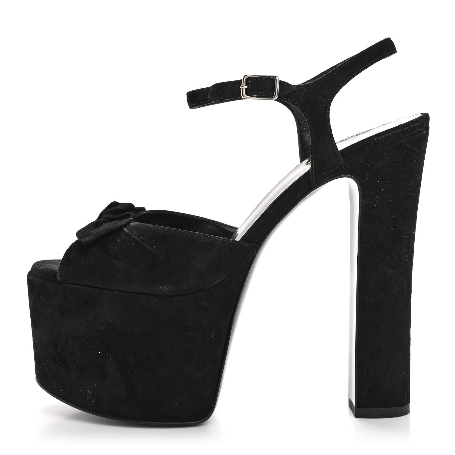 Saint Laurent Suede Bianca 85 Platform Sandals 37 Black 1 of 13