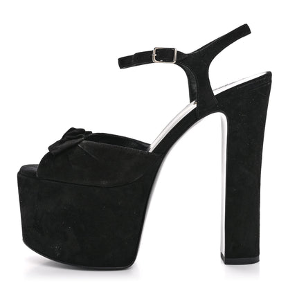 Saint Laurent Suede Bianca 85 Platform Sandals 37 Black 1 of 13