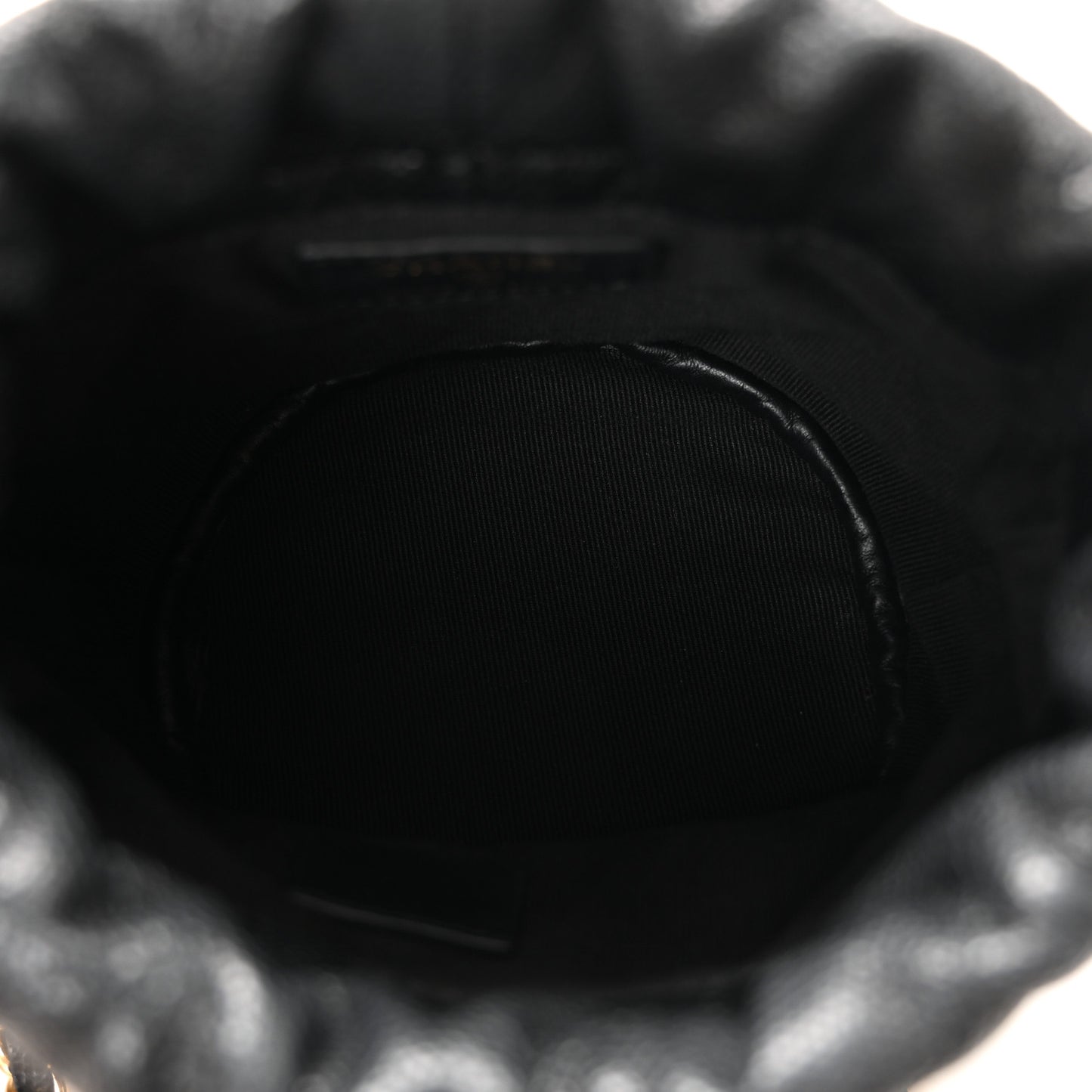Caviar Quilted Coco First Bucket Clutch With Chain Black