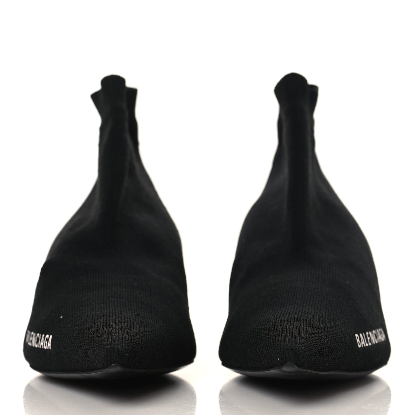 Recycled Knit Logo Pointed Toe Knife 40mm Booties 37 Black White