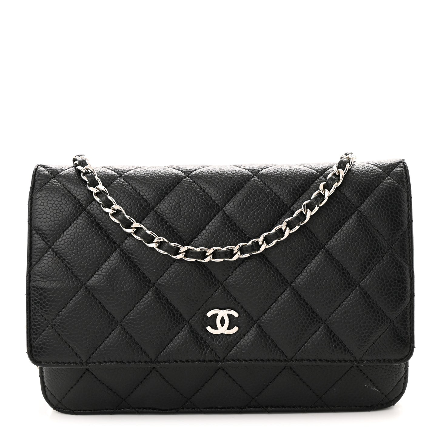 Caviar Quilted Wallet on Chain WOC Black