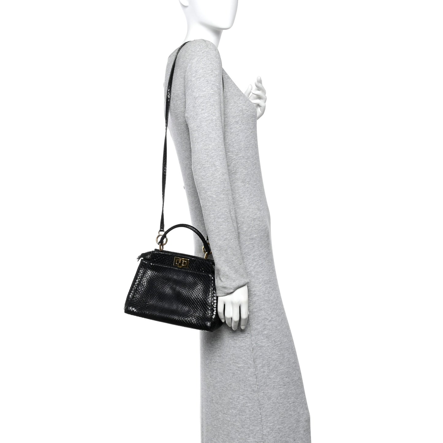 Snakeskin Nappa Mini Peekaboo Iconic Satchel Black