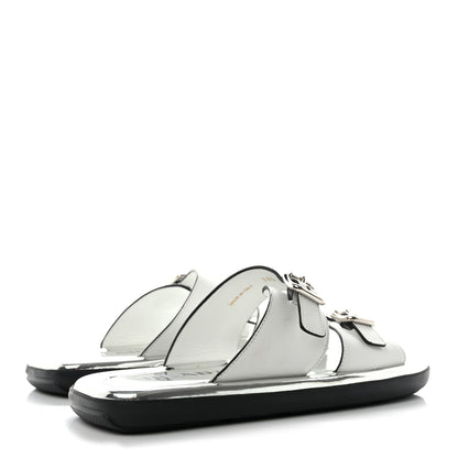 Prada Natural Calfskin Double Buckle 20mm Sandals 38.5 White 4 of 11
