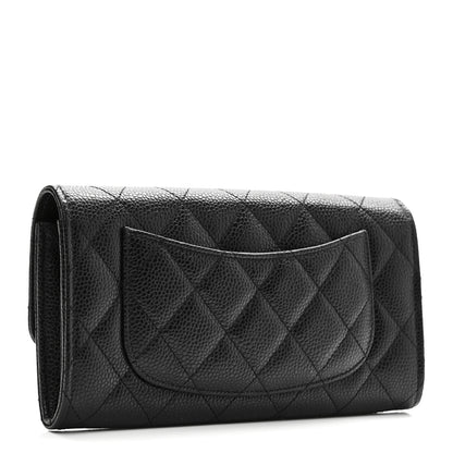 Chanel Caviar Quilted Large Gusset Flap Wallet Black 3 of 9