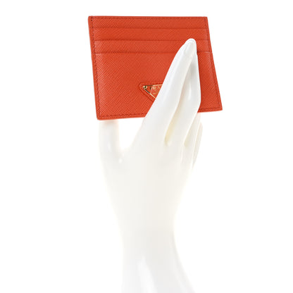 Prada Saffiano Triangle Card Holder Arancio 2 of 7