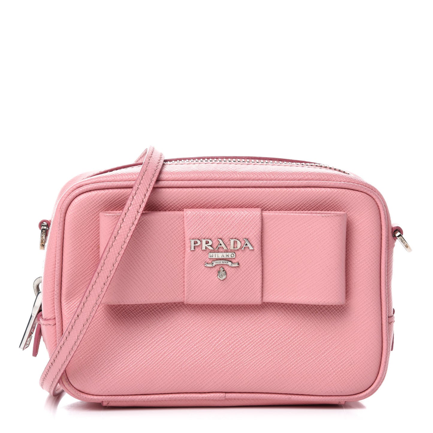 Saffiano Fiocco Bow Camera Crossbody Bag Petalo