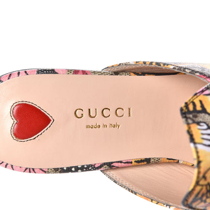 Gucci GG Supreme Monogram Bengal Womens Princetown Slippers 36 Beige Crop Pink 7 of 9