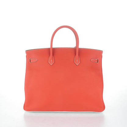 Hermes Taurillon Clemence Eclat Birkin 40 Sanguine Blanc 4 of 24