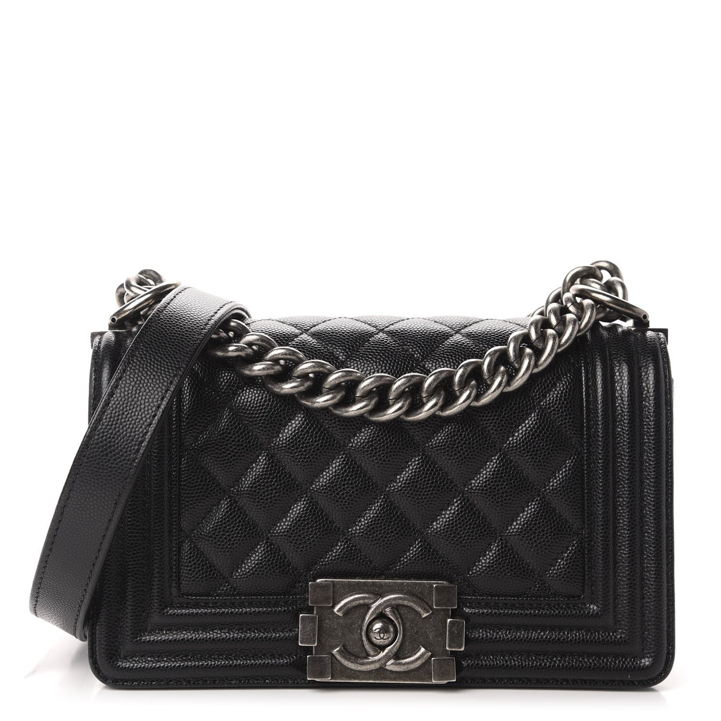Caviar Quilted Small Boy Flap Black