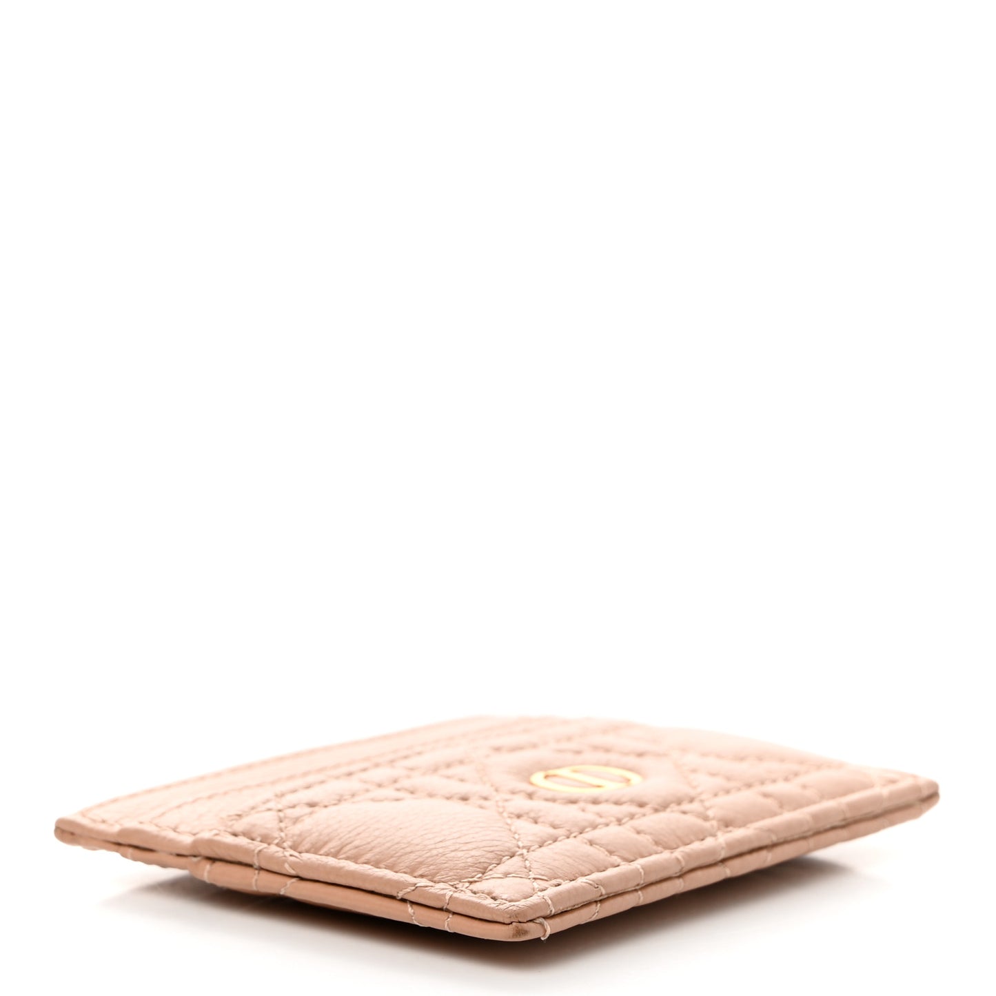 Supple Calfskin Cannage Caro Freesia Card Holder Rose De Vents