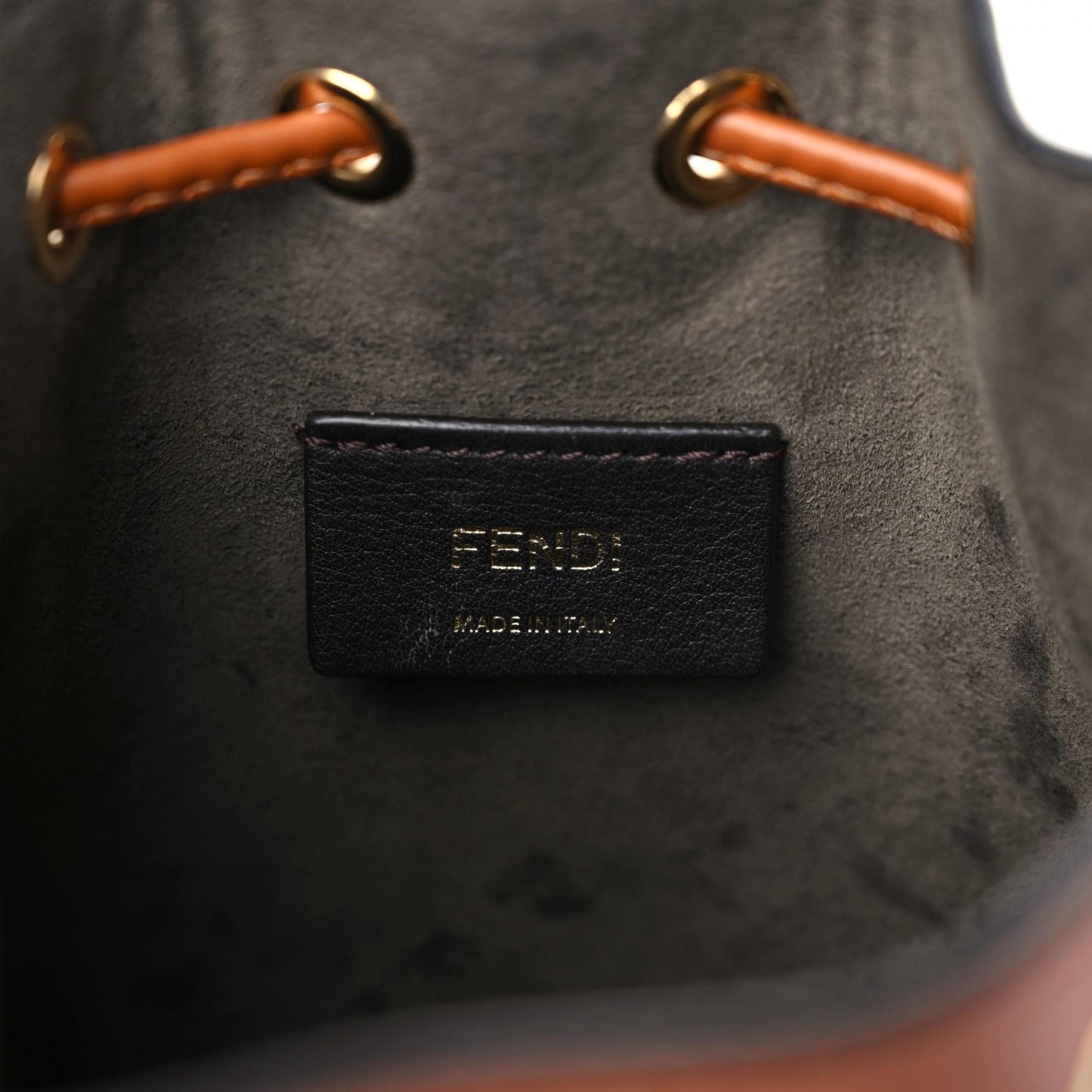 Vitello King F is Fendi Logo Embossed Mini Mon Tresor Bucket Bag Cuoio