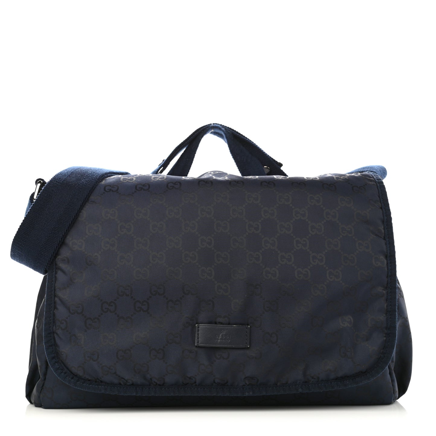 Nylon Monogram Messenger Diaper Bag Navy
