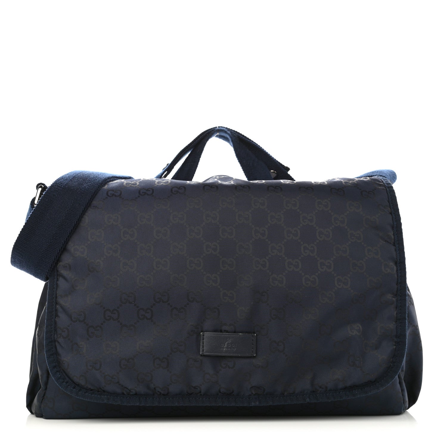 Gucci Nylon Monogram Messenger Diaper Bag Navy 1 of 12