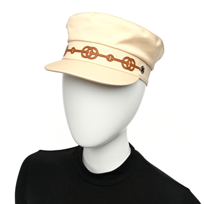 Hermes Double Linen Twill Casquette Cabourg Cliquetis Cap 57 White Creme 2 of 8
