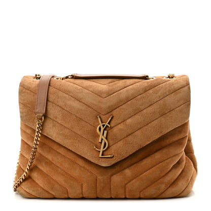 Saint Laurent Suede Y Quilted Monogram Medium Loulou Chain Satchel Cinnamon 1 of 10