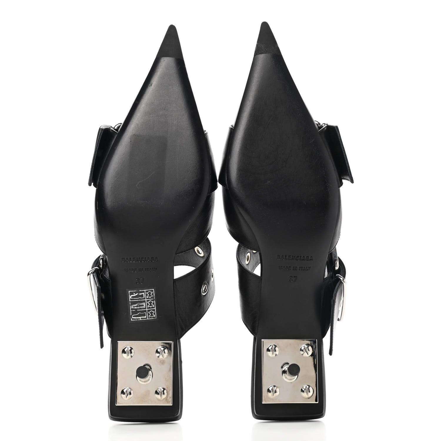 Balenciaga Shiny Kidskin Belt 40mm Mules 37 Black 5 of 9