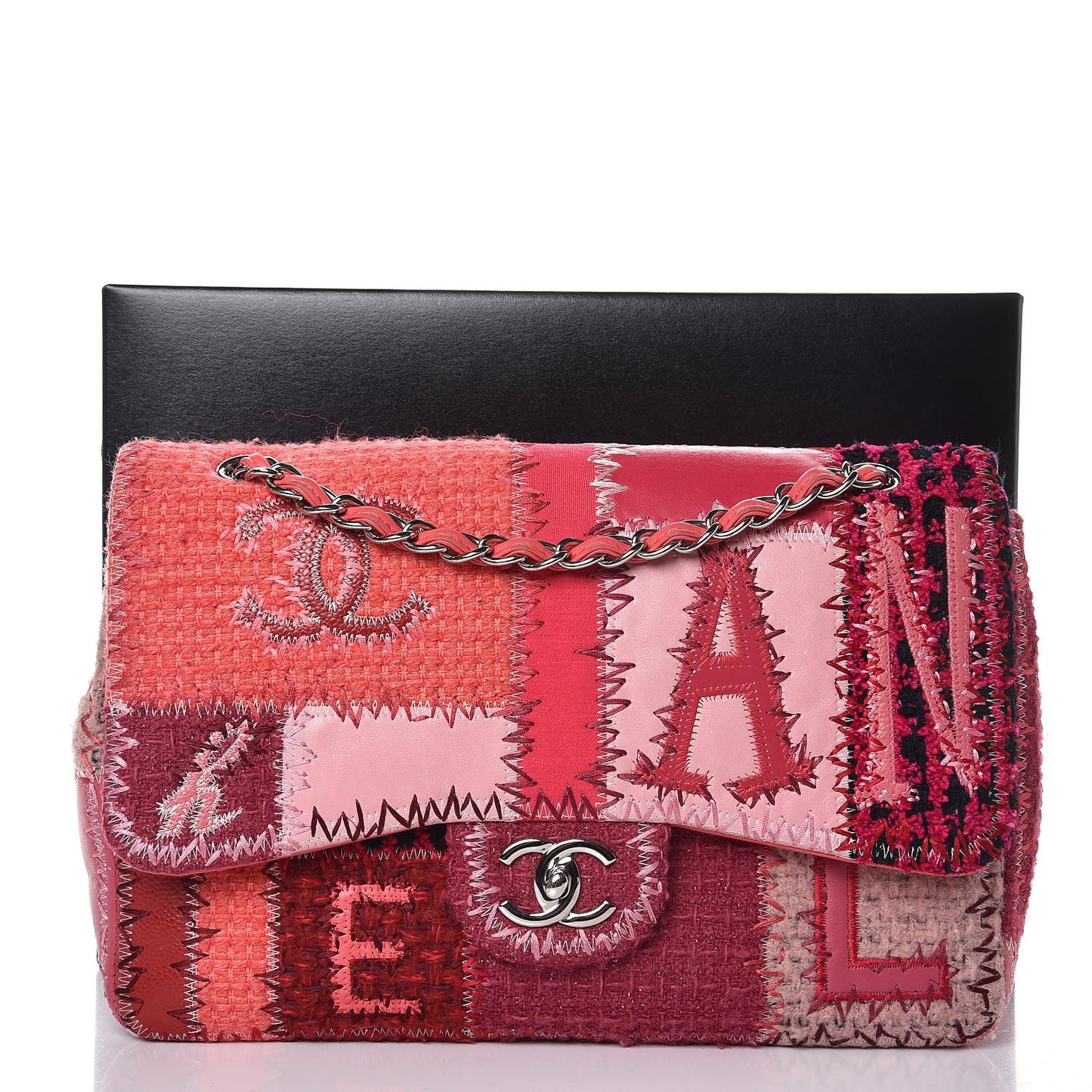Tweed Patchwork Jumbo Single Flap Pink