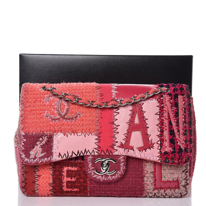 Chanel Tweed Patchwork Jumbo Single Flap Pink 12 of 12