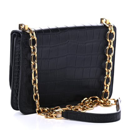 Alexander McQueen Crocodile Embossed Legend Crossbody Bag Black 2 of 4