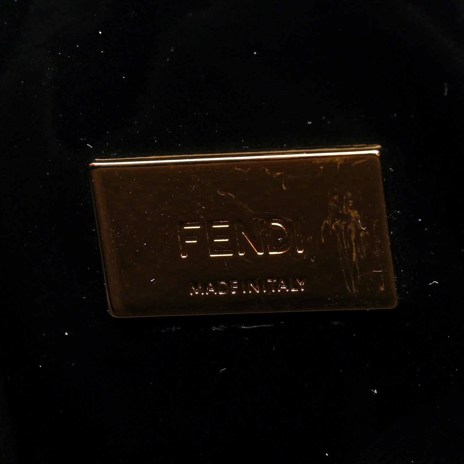 Fendi Patent FF 1974 Embossed Medium Shopping Flap Bag Black 6 of 9