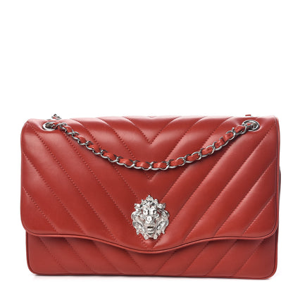 Chanel Lambskin Chevron Jumbo Leo Lion Flap Dark Red 1 of 12
