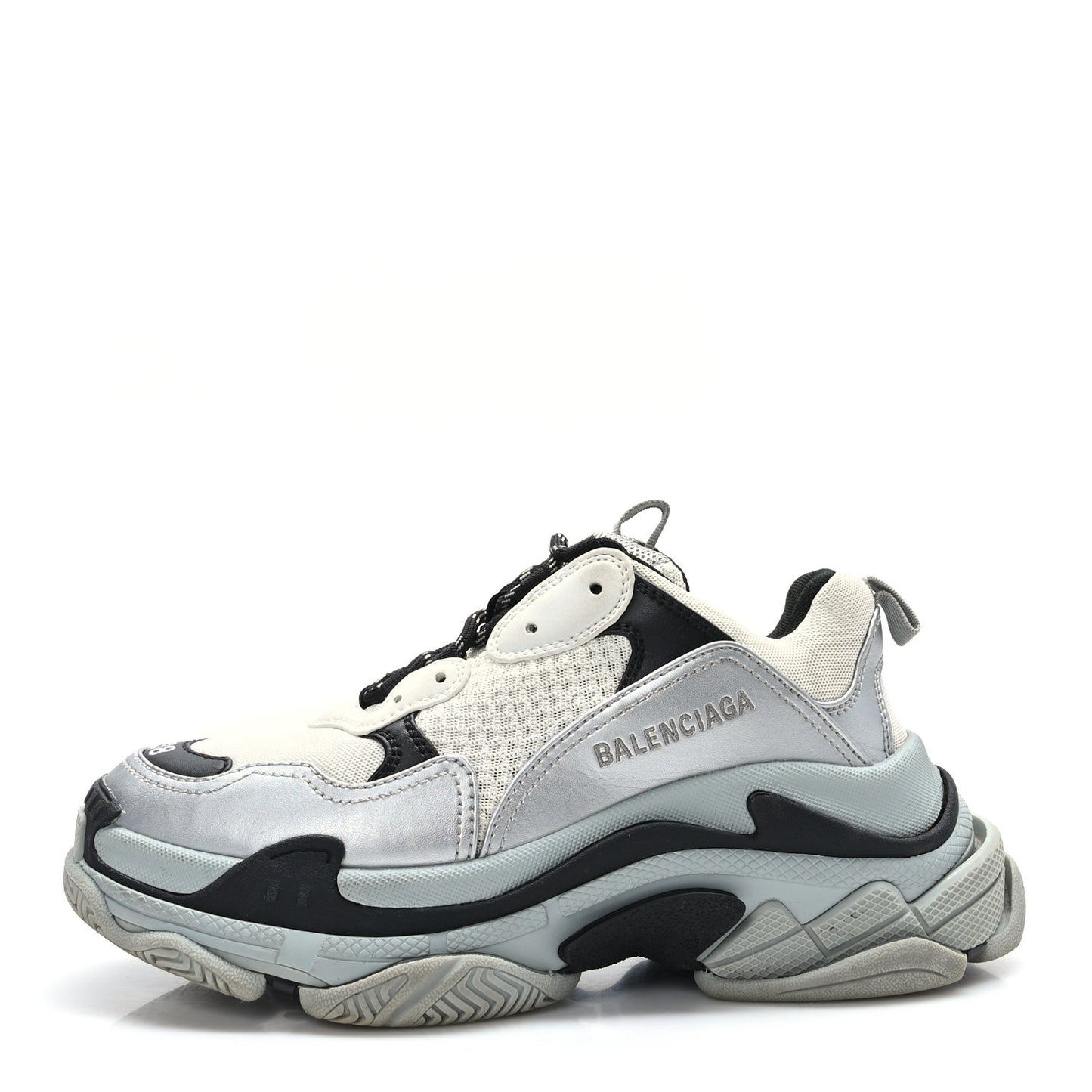 Metallic Fabric Mesh Womens Triple S Sneakers 38 Grey Dark Grey Black