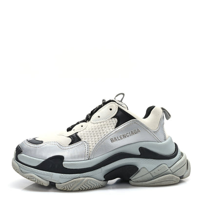 Balenciaga Metallic Fabric Mesh Womens Triple S Sneakers 38 Grey Dark Grey Black 1 of 6