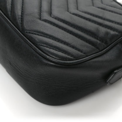 Gucci Calfskin Matelasse Small GG Marmont Chain Shoulder Bag Black 10 of 11