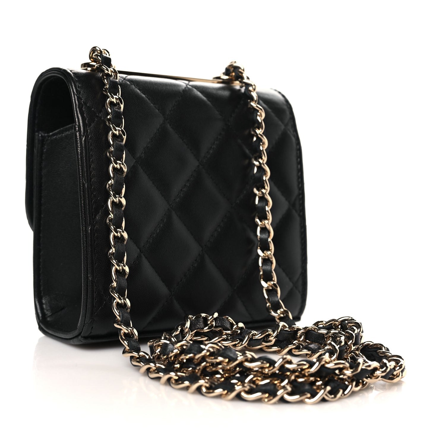 Lambskin Quilted Mini Trendy CC Chain Wallet Black
