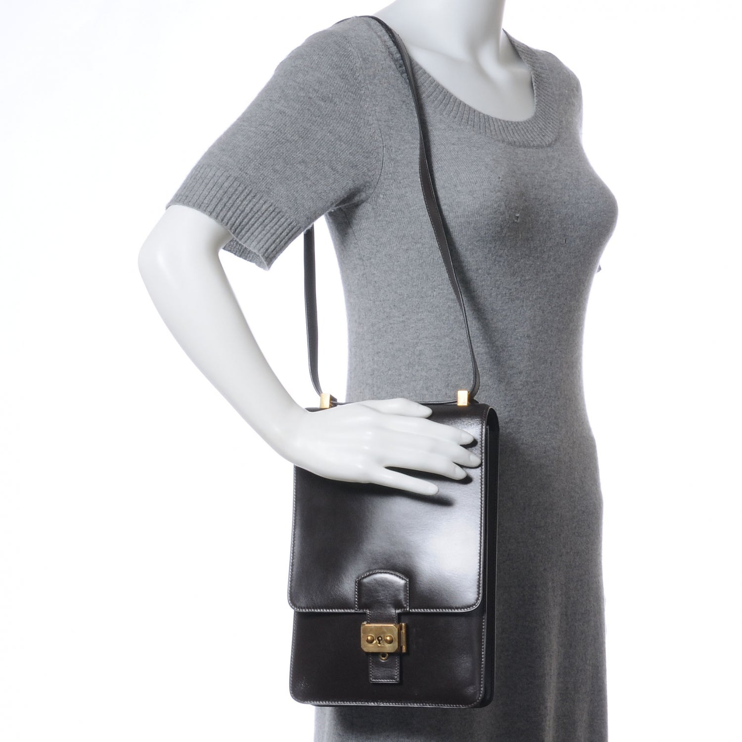 Hermes Box Sac a Depeche Shoulder Bag Chocolate 2 of 9