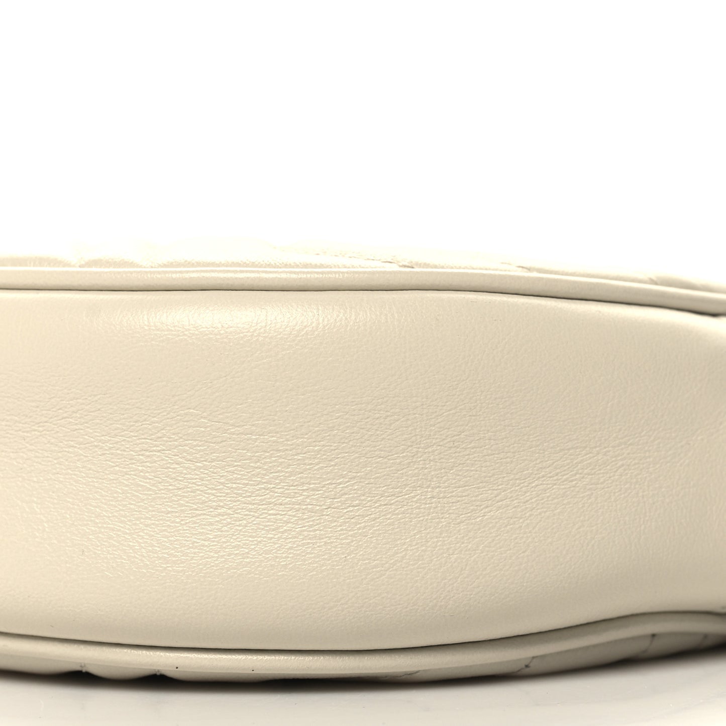 Calfskin Matelasse Mini GG Marmont Round Shoulder Bag White