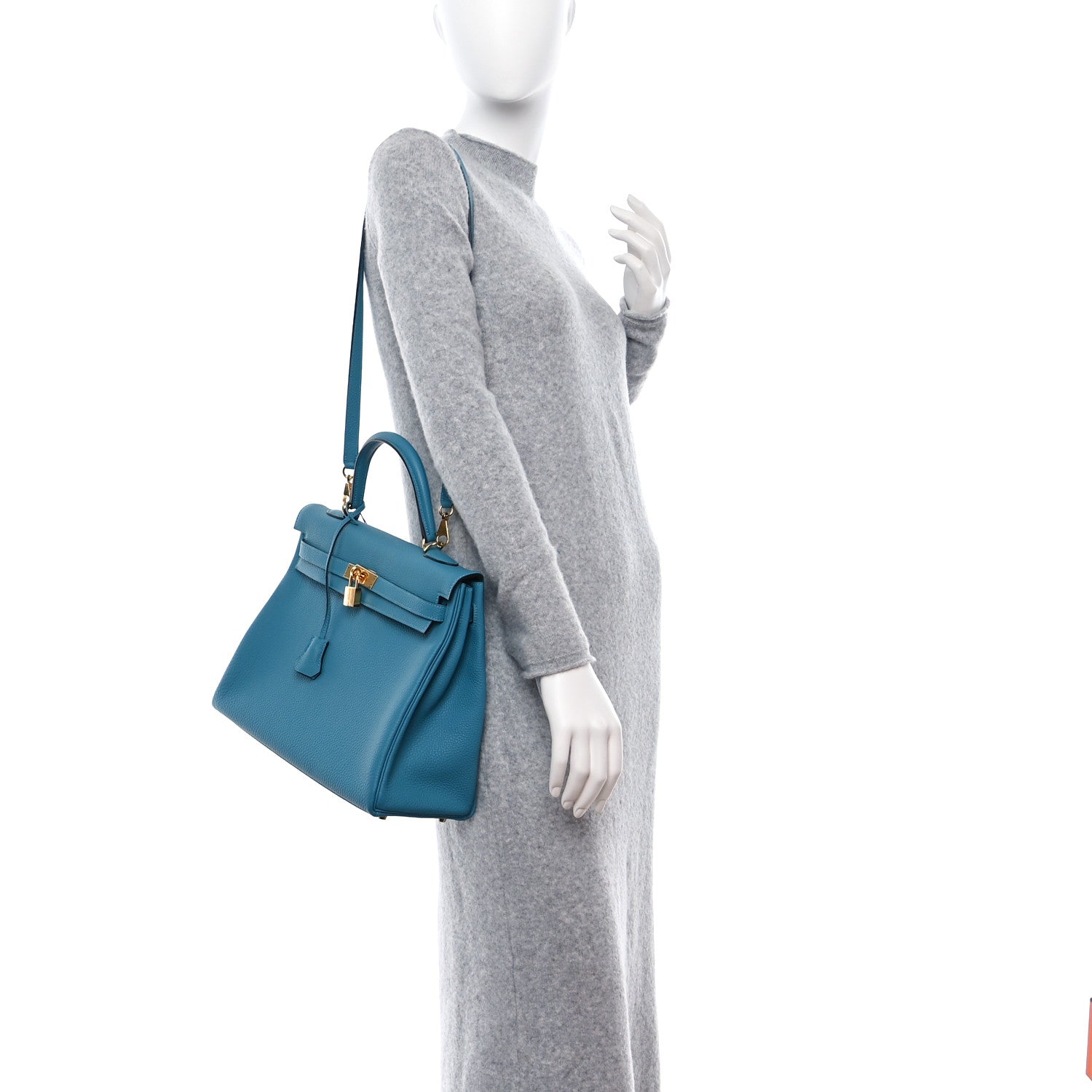Hermes Togo Kelly Retourne 35 Turquoise 2 of 10