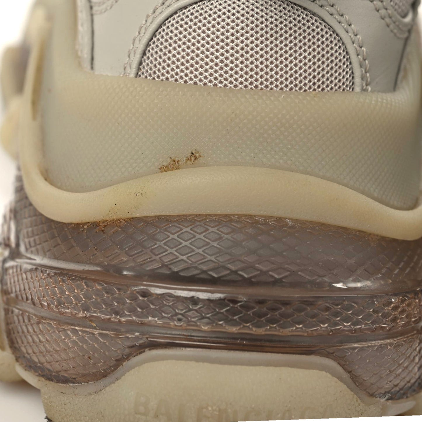 Fabric Mesh Clear Sole Womens Triple S Sneakers 39 Beige