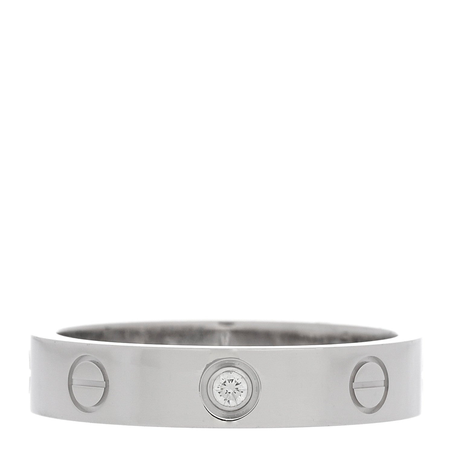 Cartier 18K White Gold Diamond 4mm LOVE Wedding Band Ring 54 6.75 1 of 5