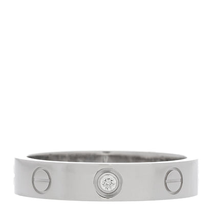 Cartier 18K White Gold Diamond 4mm LOVE Wedding Band Ring 54 6.75 1 of 5
