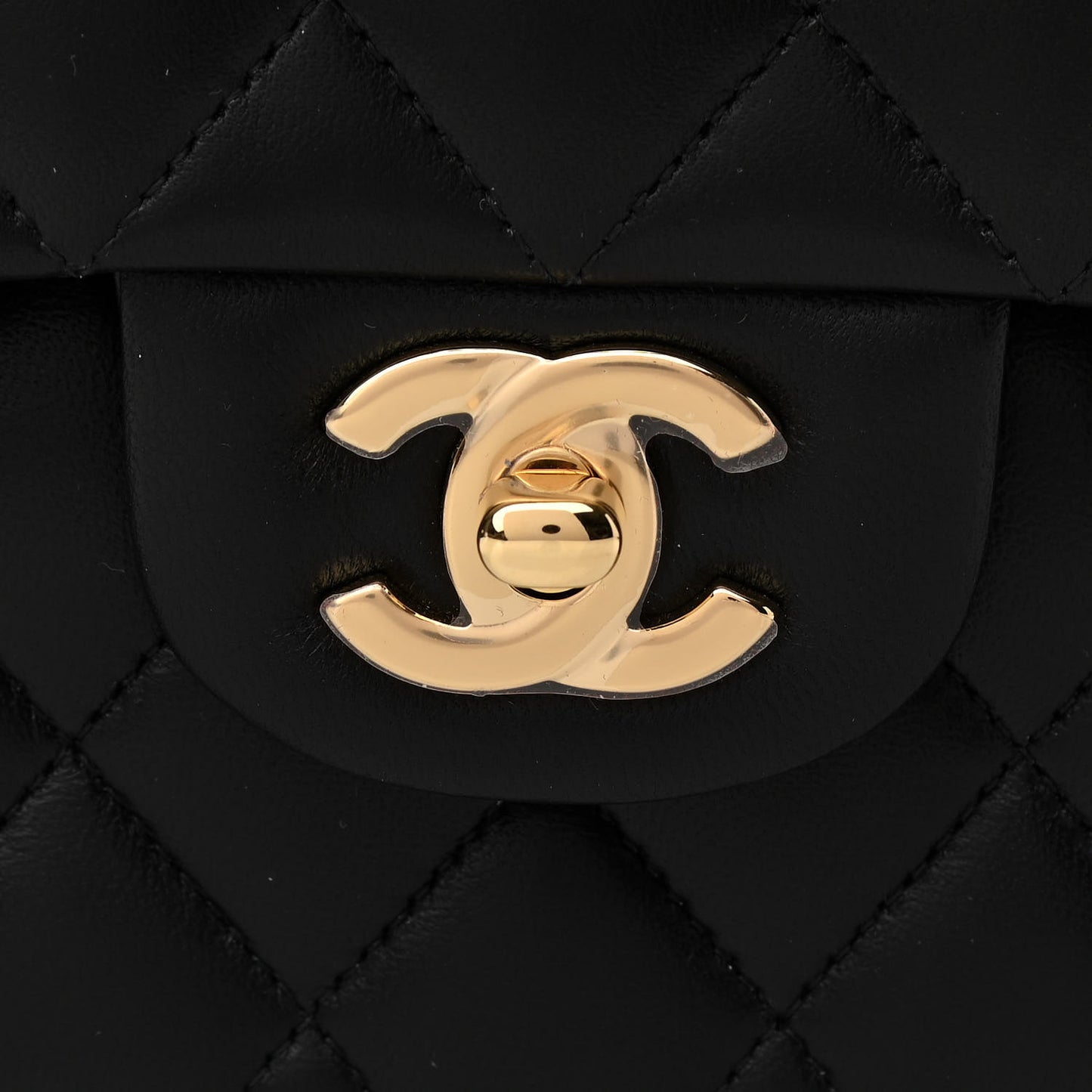 Lambskin Quilted Small Double Flap Black