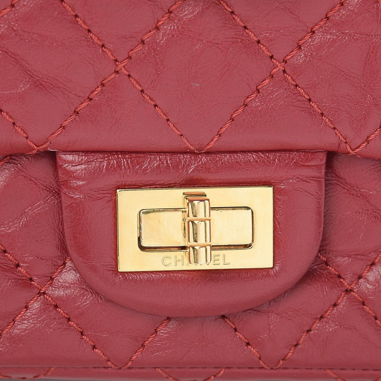 Aged Calfskin Quilted 2.55 Reissue Mini Flap Red