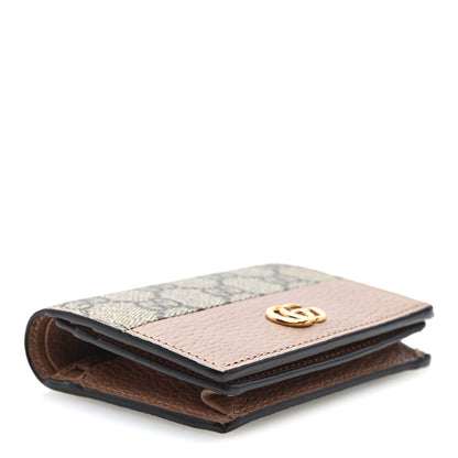 Gucci Dollar Calfskin GG Supreme Monogram GG Marmont Card Case Porcelain Rose Beige Ebony 4 of 7